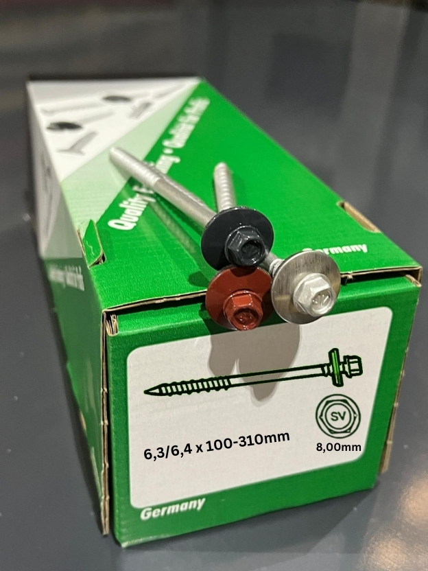 FASSADENSCHRAUBEN MIT GEGENGEWINDE 6,3  X 140 BLANK VERZINKT